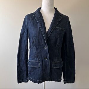 Lauren Ralph Lauren Women’s Size 8 Blue Denim Blazer Jacket button up Academic